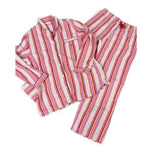 Victorias Secret Flannel Pajama Set sz M Pink Striped  shirt Pants